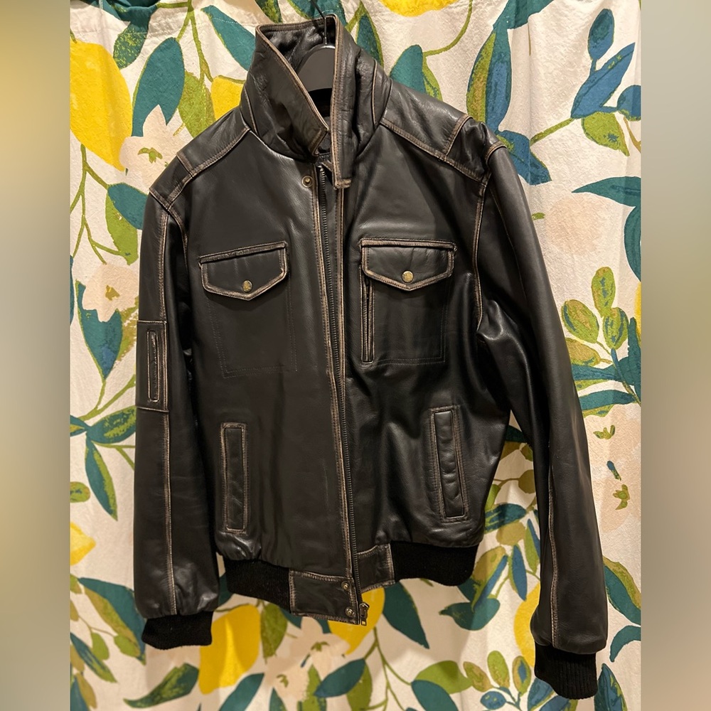 Tanners Avenue men's distressed leather jacket, size XL